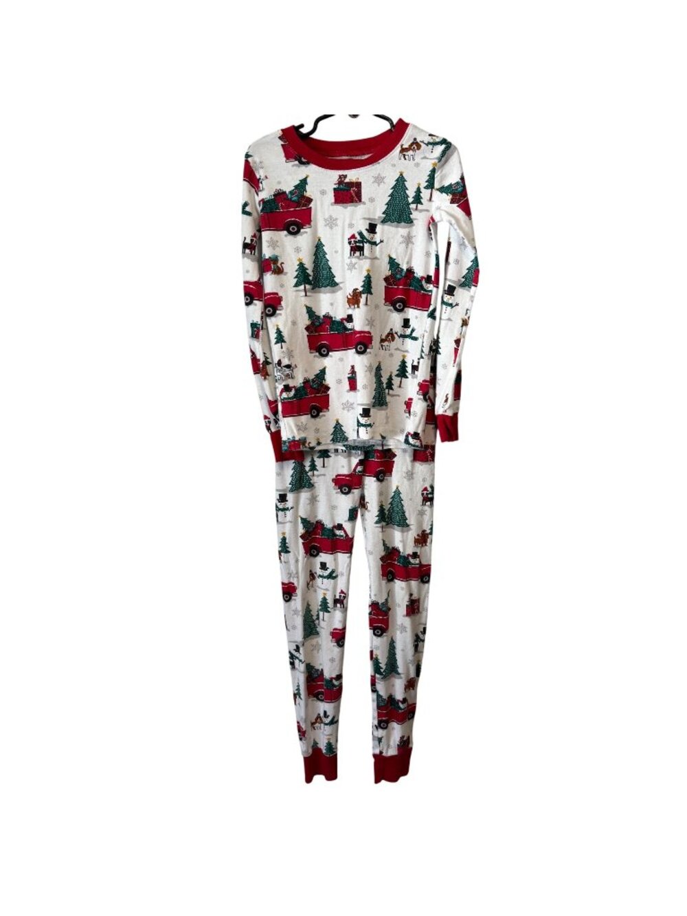 PJ Place Kids Christmas Pajamas Set Size 8 Snowman & Red Truck Pattern